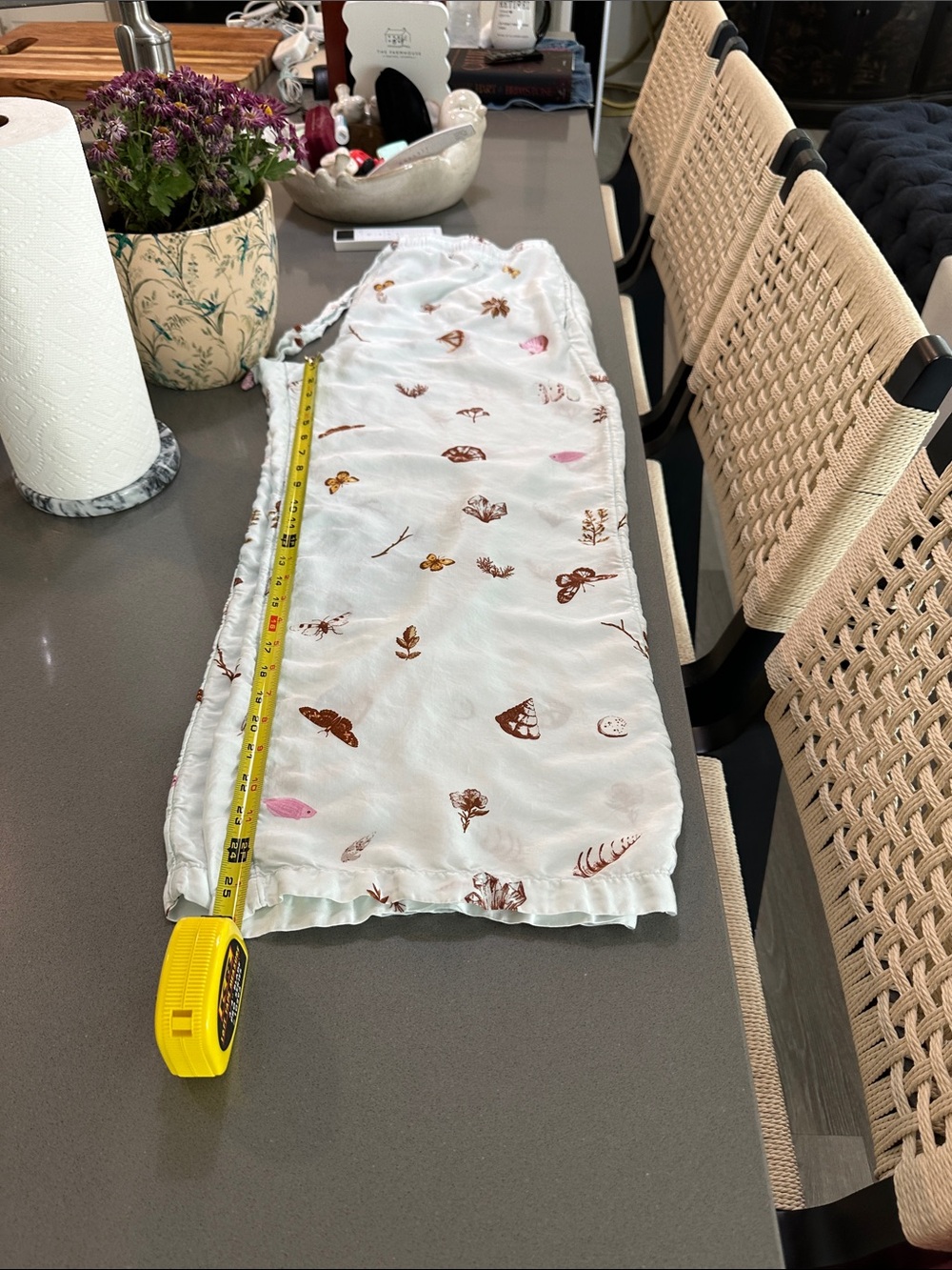 Anthropologie Mint Green Sleep pants with Rust Floral Print and butterflies